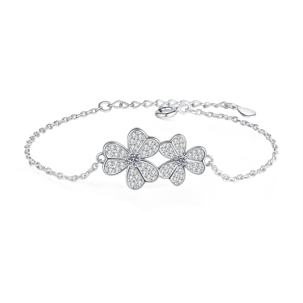 Enchating Full Moissanite Double Clover Moissanite Bracelet