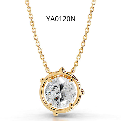 2CT Moissanite Pendant Gold Necklace