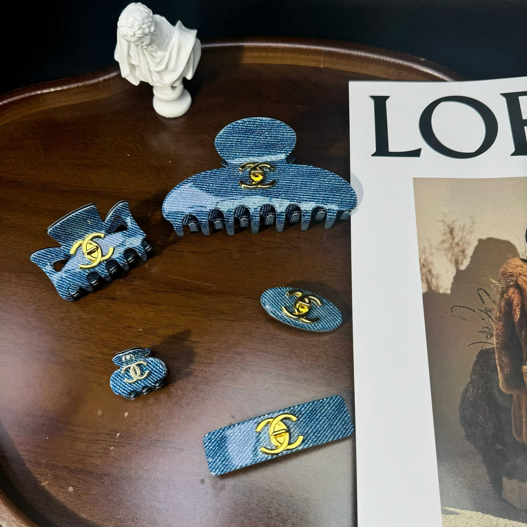 Chanel Denim Blue Hair Pins (Set: 5Pcs Total as the Main Pic)