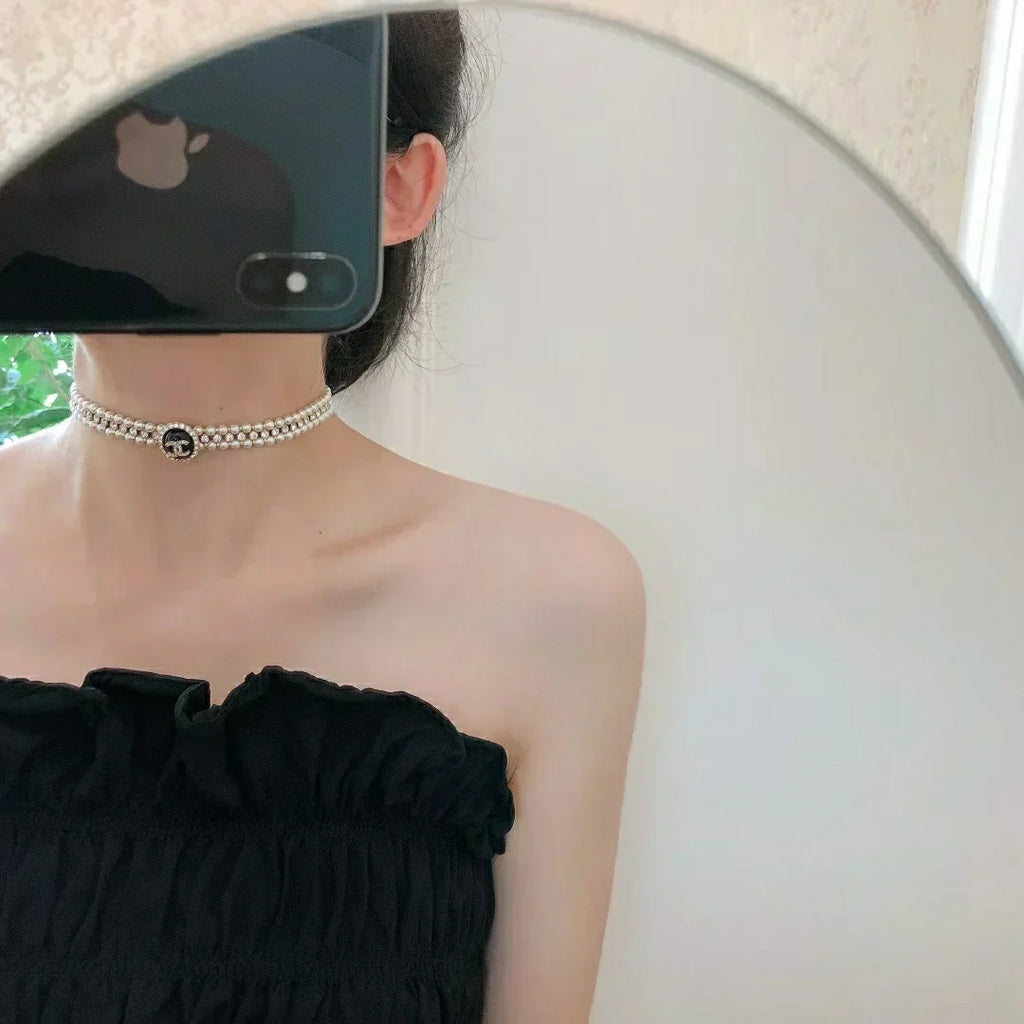 Chanel Pearl Black Choker