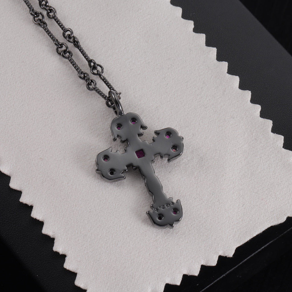 Chrome Hearts Black Purple Diamond Necklace