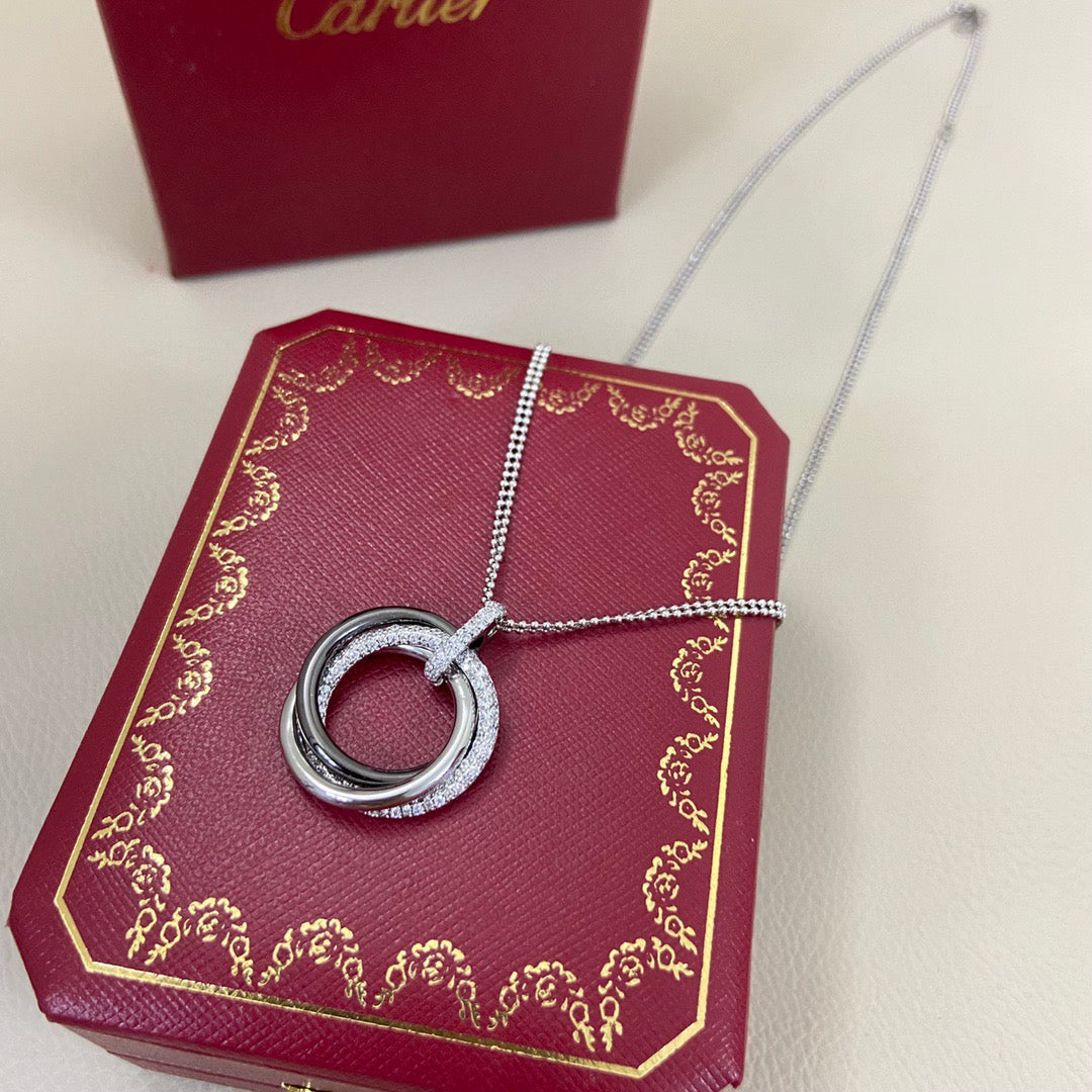 Cartier Trinity Diamond Necklace Black Silver