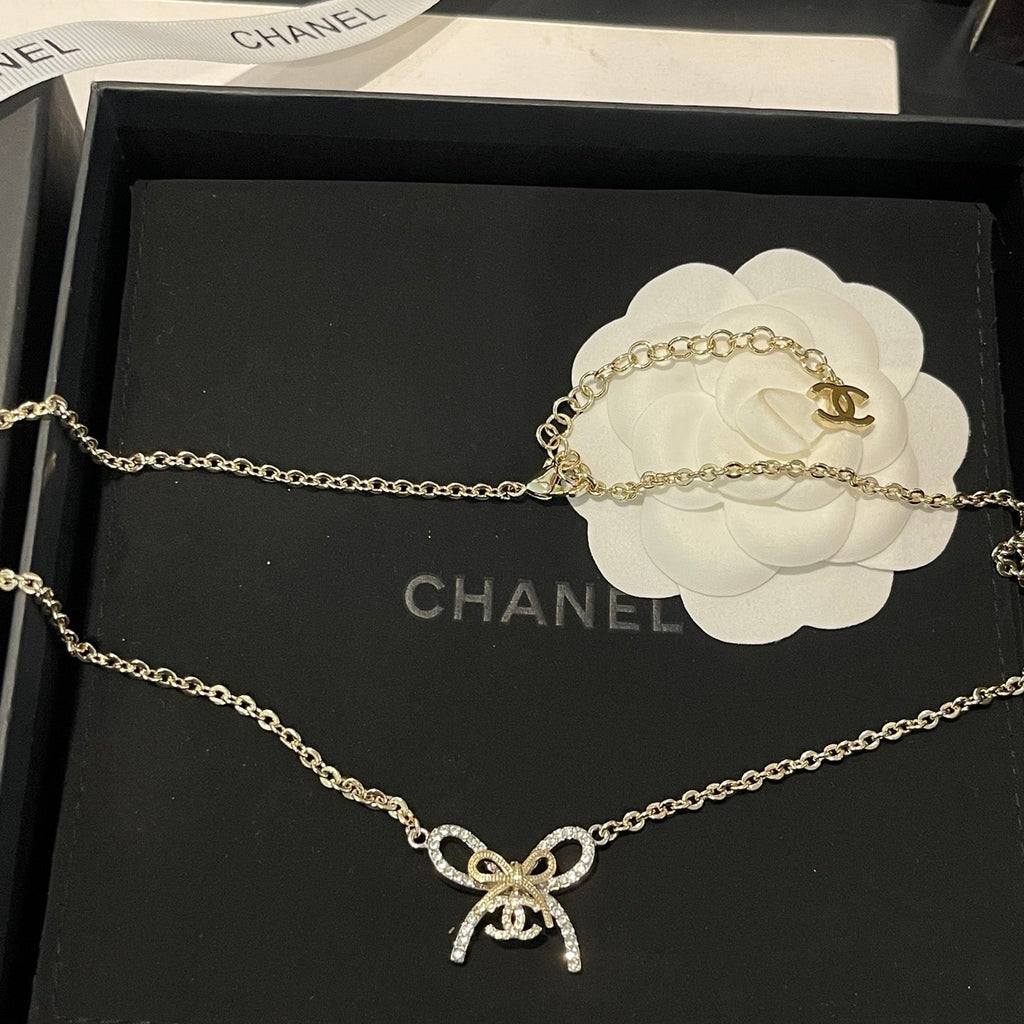 Chanel Double Knot Necklace Bracelet Earrings