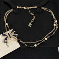 Chanel Double Layer Bowknot Chain Necklace