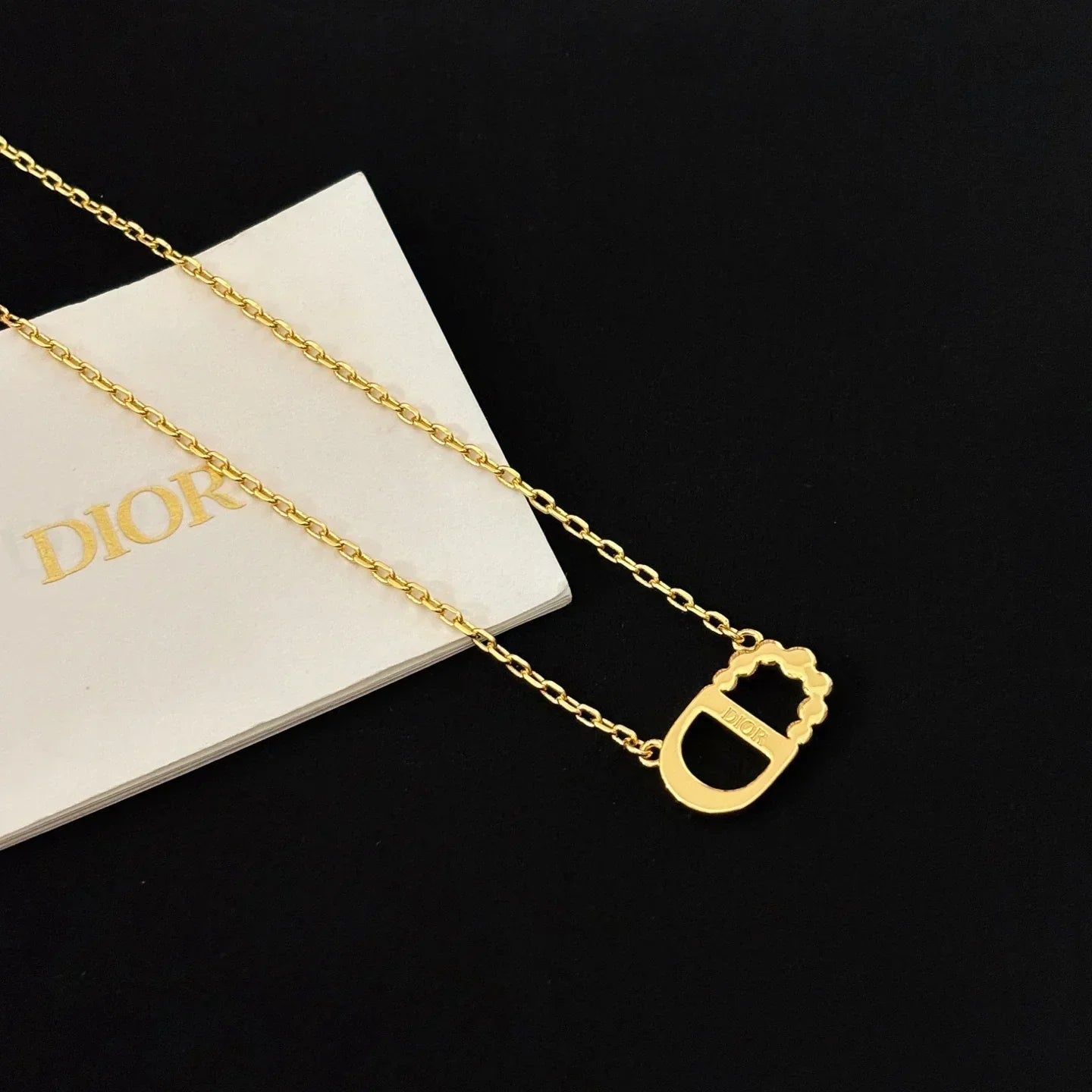 Dior Half Pearl Letter Necklace