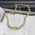 Dior Pearl Letter Necklace Bracelet