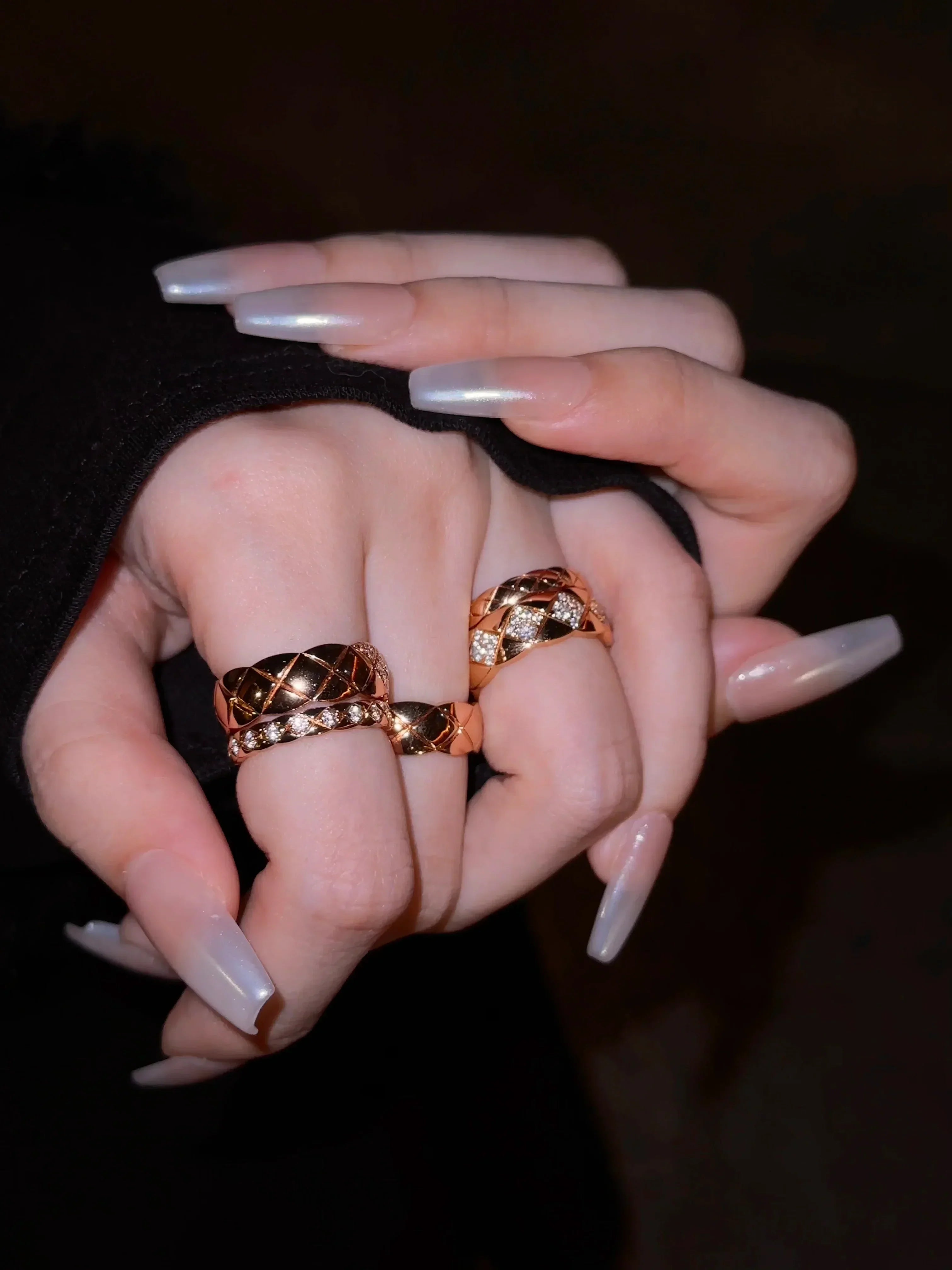 Chanel Coco Crush Ring Quilted Motif Wide